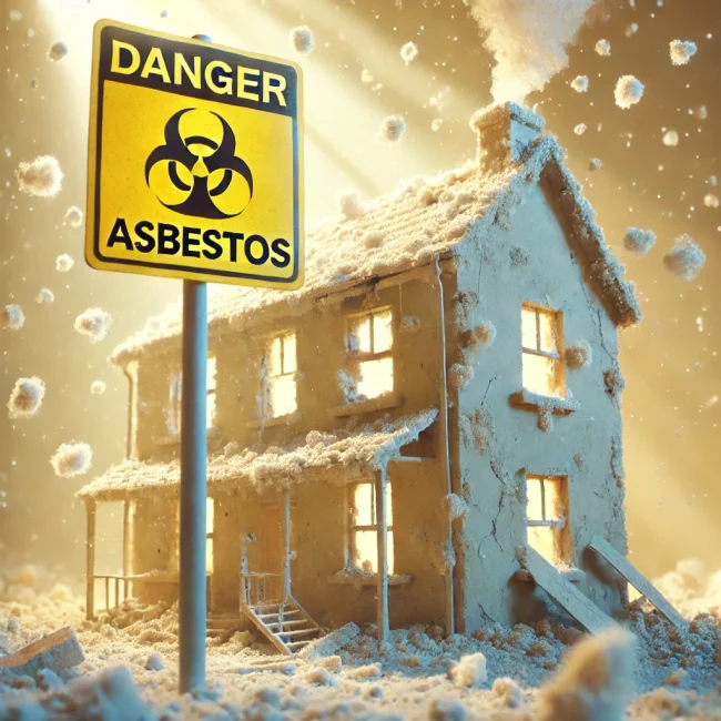 DALL·E 2024 08 17 13.32.40   A softer depiction of the dangers of asbestos, showing a slightly crumbling building with visible asbestos fibers floating in the air, but in a less o DALL·E 2024 08 17 13.32.40   A softer depiction of the dangers of asbestos, showing a slightly crumbling building with visible asbestos fibers floating in the air, but in a less o